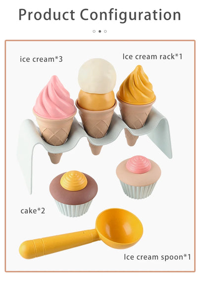 Children Beach toys play sand wheat straw material ice cream toys digging sand tools environmental Nordic wind outdoor
