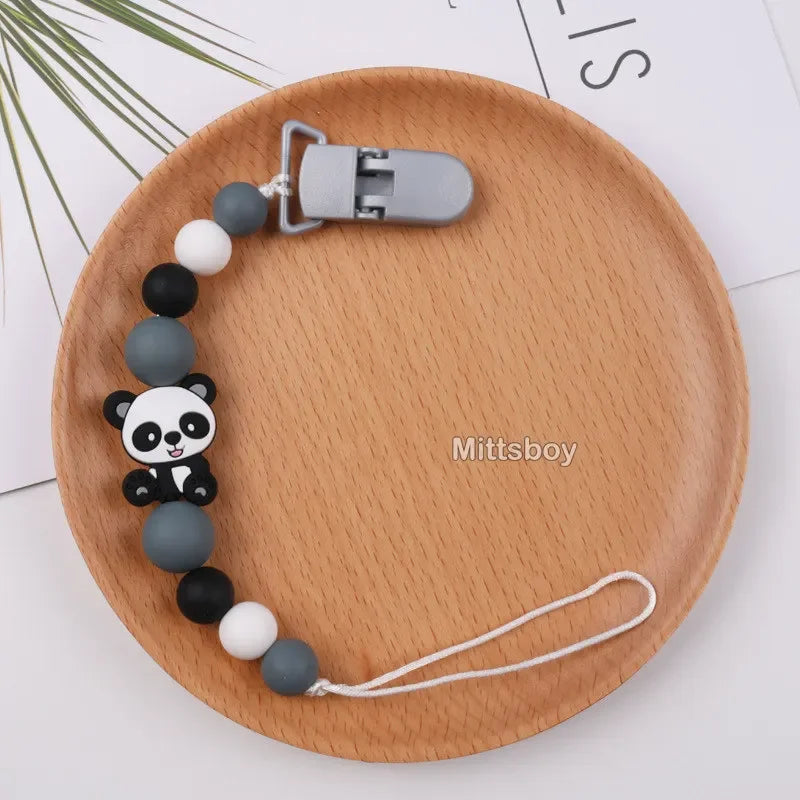 NEW Custom Personalized Name Pacifier Clip Handmade Beech Wooden Chain Silicone Crown Holder Soother Baby Teething Toy Chew Gift