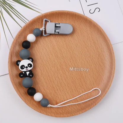 NEW Custom Personalized Name Pacifier Clip Handmade Beech Wooden Chain Silicone Crown Holder Soother Baby Teething Toy Chew Gift