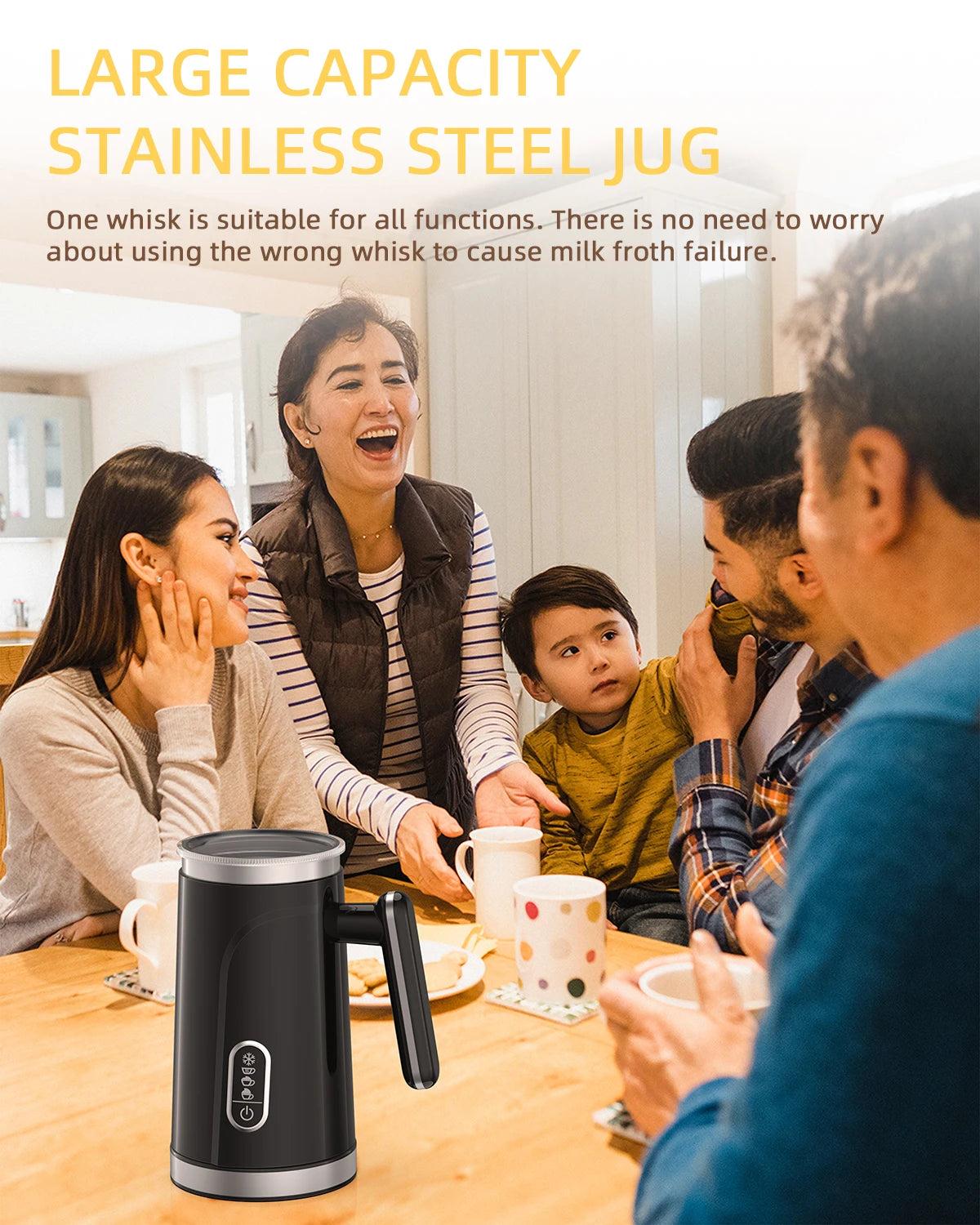 BioloMix,4 in 1 Automatic Hot and Cold Milk Frother Warmer for Latte, Foam Maker, Hot Chocolates, Cappuccino