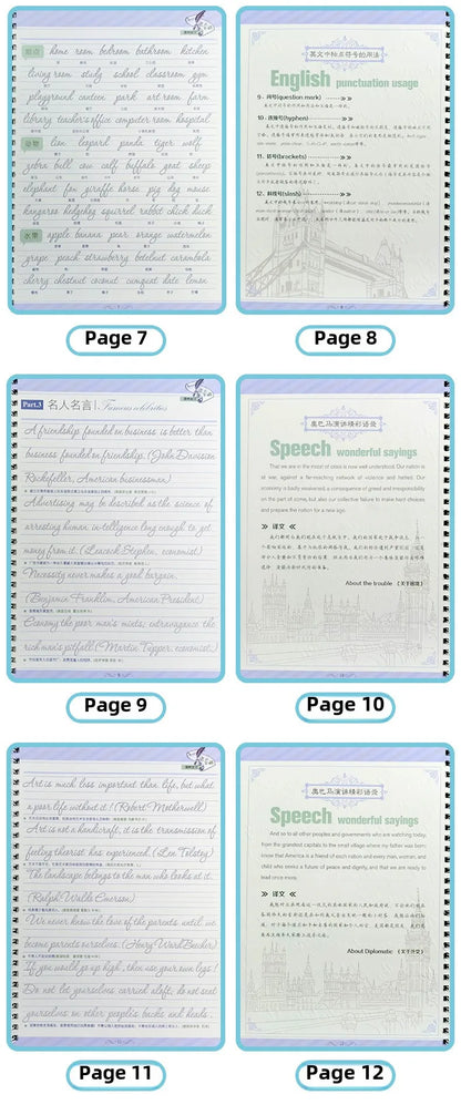 Exercises Copybook Calligraphy Practice Book Cursive Writing English Pen Chinese Calligraphy for Adult Children