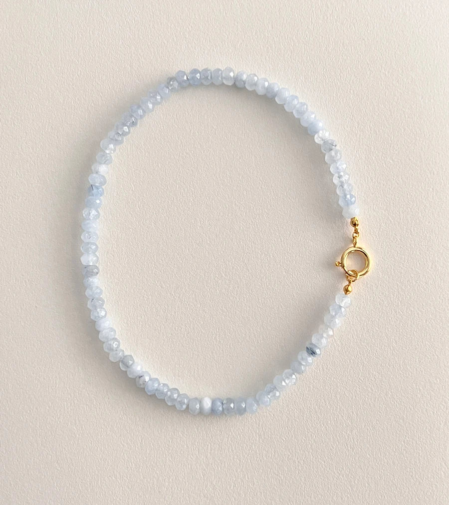 Colored Semi-precious Stone Fashion Necklace 5*8 Cut Natural Stone Beaded Necklace For women, Luxury Handmade  Jewelry