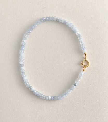 Colored Semi-precious Stone Fashion Necklace 5*8 Cut Natural Stone Beaded Necklace For women, Luxury Handmade  Jewelry