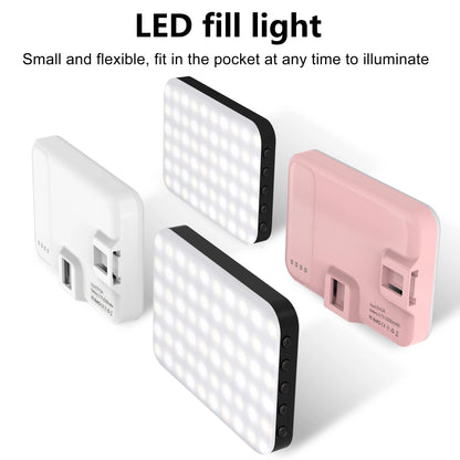 LED Selfie Light 60 High Power Rechargeable Clip Fill Video Light  for Phone iPad with Front & Back Clip Adjusted 3 Light Modes