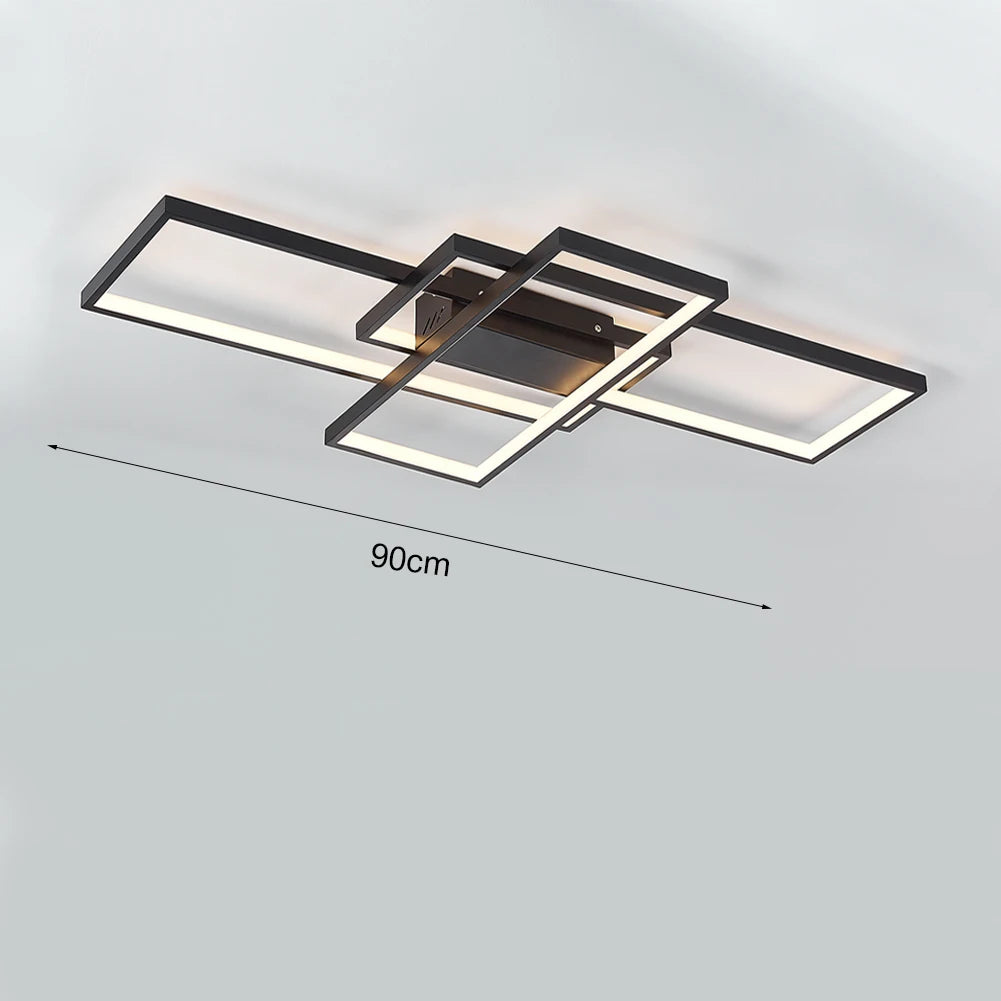 KOMORE Neutral Style Rectangular LED Semi Flush Ceiling Light, Cool White / Stepless Dimming for Office, Living Room