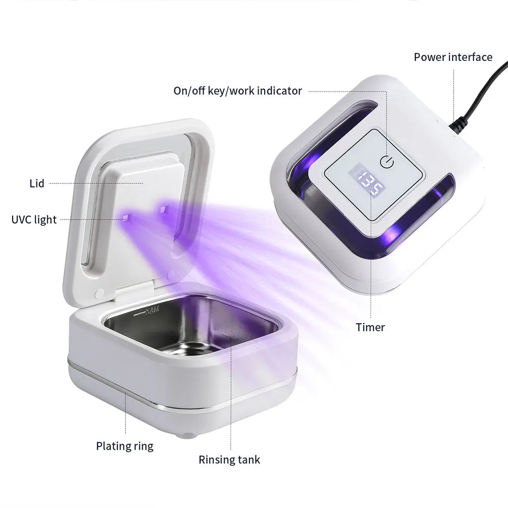 Ultraschallreiniger für den Haushalt, Ultraschall-Schmuckreiniger, UV-Licht-Sterilisation, Ultraschall-Reinigungsgerät für Zahnprothesen