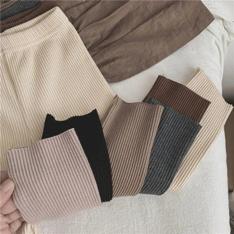 Autumn Baby Girl Leggings Solid Color Ribbed Knit Stretchy Pants 0-6Y Toddler Casual Daily Wear Pantyhose