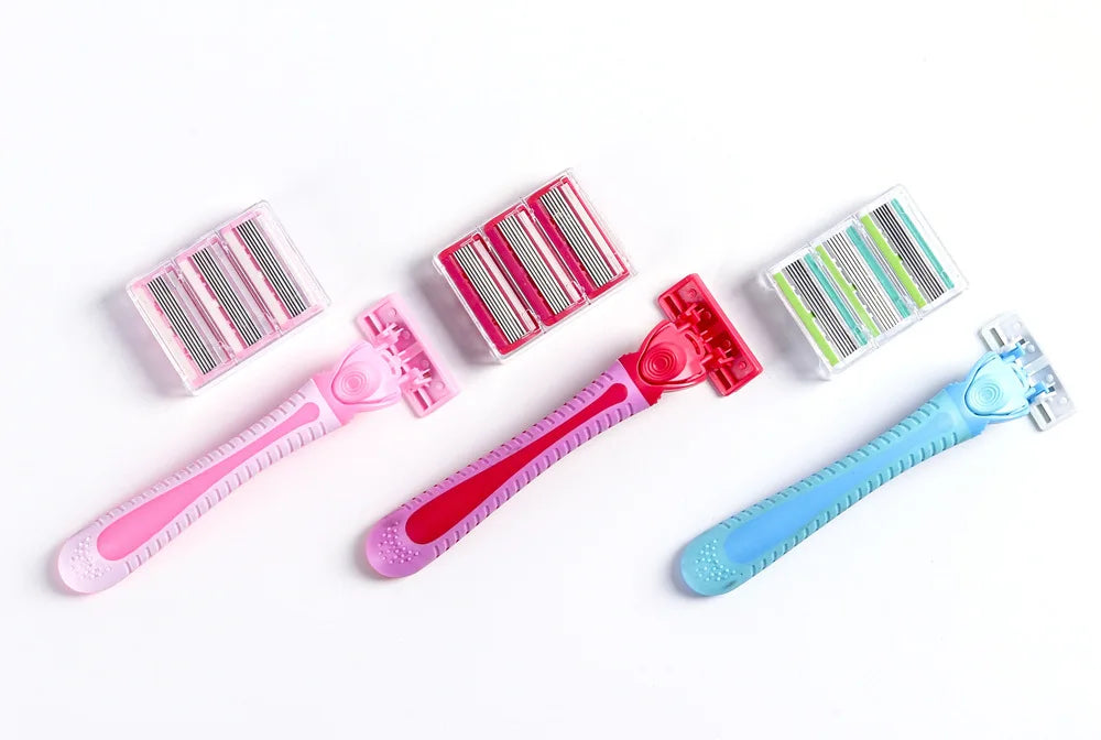1Handle+18Blade Women's Manual Safety Razor 6Layer Stainless Steel Shaving/Hair Removal Blade Replaceable blade