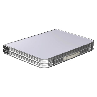 Picnic Folding Table Aluminium Foldable Adjustable Portable White Camping Table with Carrying Handle 90x60x37/67cm