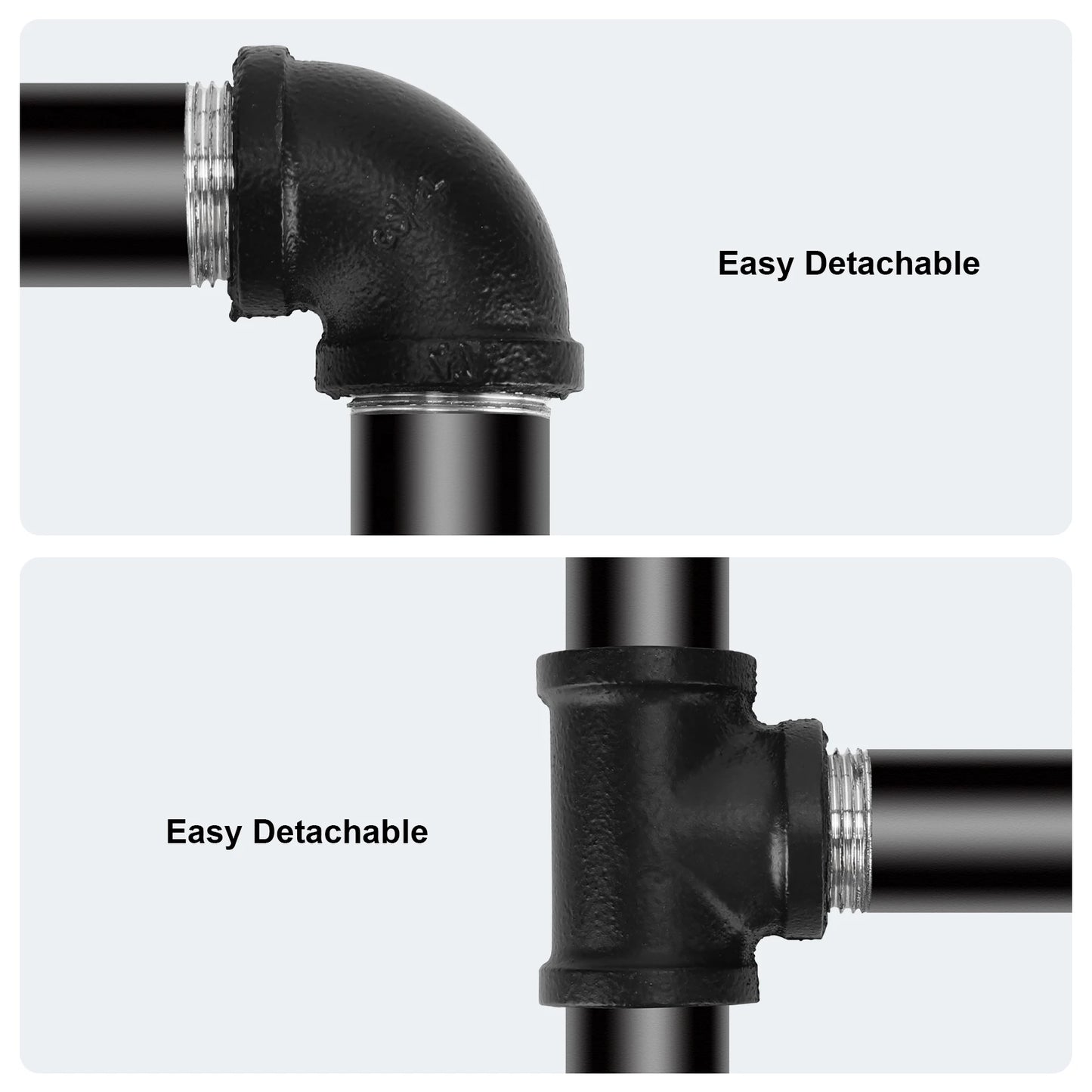 Industrial Pipe Clothing Rack, Heavy Duty, Wall Mounted, Garment Bar, Open Wardrobe Storage, Adjustable, 90 cm, 135 cm, 108cm