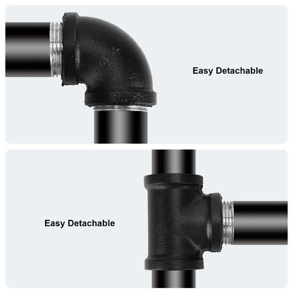 Industrial Pipe Clothing Rack, Heavy Duty, Wall Mounted, Garment Bar, Open Wardrobe Storage, Adjustable, 90 cm, 135 cm, 108cm