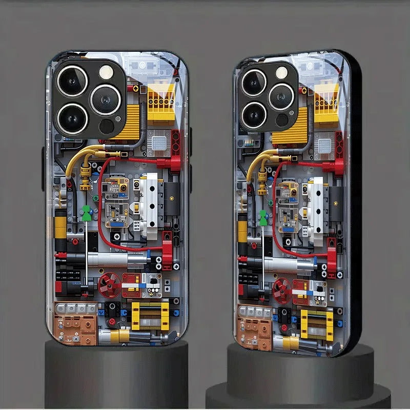 2D Imitation Circuit Board Pattern Tempered Glass Phone Case For Samsung Galaxy S25 S24 FE S23 Ultra Plus FE Black Cool Cover