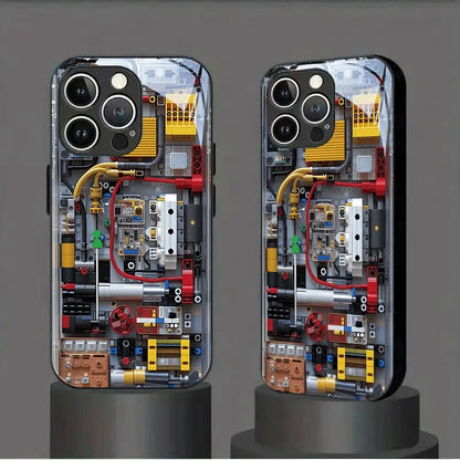 2D Imitation Circuit Board Pattern Tempered Glass Phone Case For Samsung Galaxy S25 S24 FE S23 Ultra Plus FE Black Cool Cover