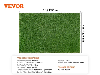 VEVOR Artifical Grass Rug Green Turf 1.38/1.57" Fake Door Mat Outdoor Patio Lawn Decoration Easy to Clean with Drainage Holes