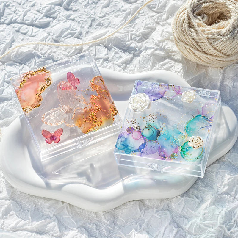 15 Pcs Creative Watercolor smudging hot stamping Stickers hand tent DIY Stick Labels Scrapbooking Material Junk Journal Supplies