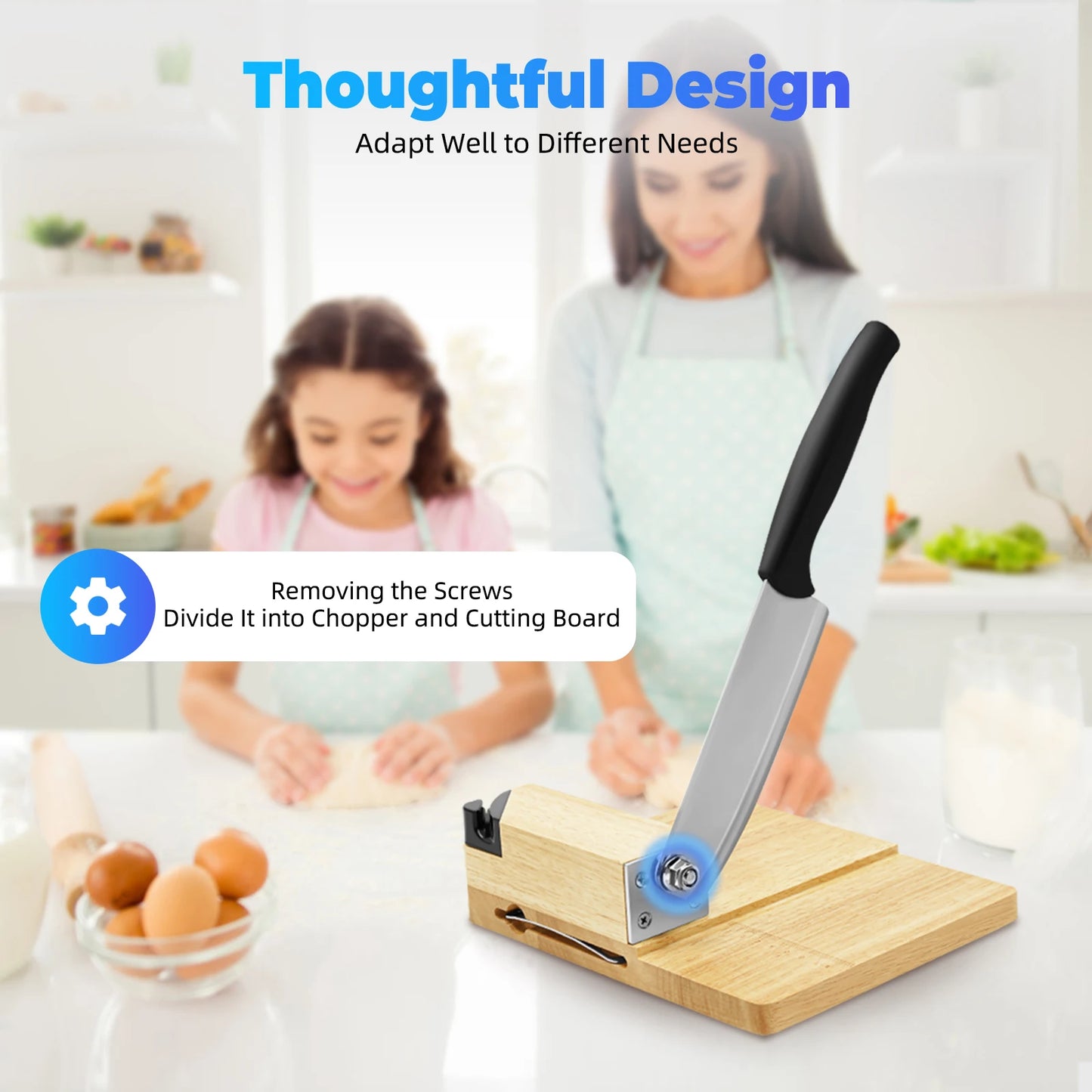 Manual Biltong Cutter & Beef Jerky Slicer Home Cutting Knife w/Oak Cutting Board Seat Guillotine