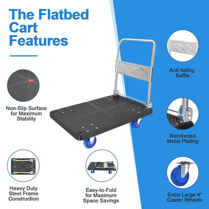 Robuster Einkaufswagen, Handwagen, Rollwagen mit Rädern, tragbarer Klappwagen, Trolley, Gepäckwagen