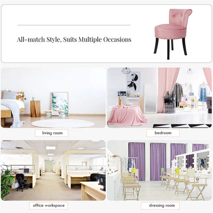 Crushed Velvet Vanity Stool, Dressing Table Chair, Bedroom Makeup Chair with Backrest, 2 Colors