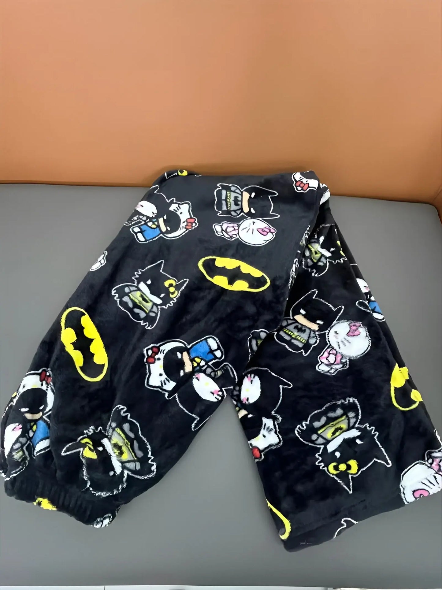 Sanrio Y2k Autumn Hellokitty Batman Pajama Pants Cartoon Hip Hop Ladies Warm Casual Plush Flannel Cute Pants Clothing Xmas Gift