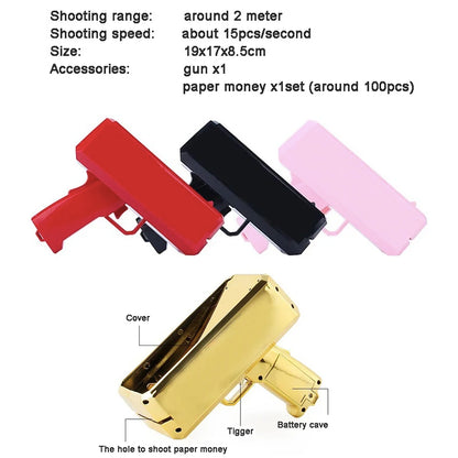 Shoot Money Gun Toy Funny Party Game Shoot Pistol Paper Money Wedding Birthday Christmas Decoration Shooter Throwing Kids Toys