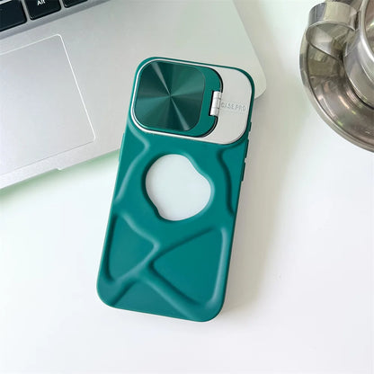Fashion Logo Hole Magnetic Case for iPhone 17Air 12 13 14 15 16 17 Pro Max Plus Lens Protection Stand For Magsafe Silicone Cover