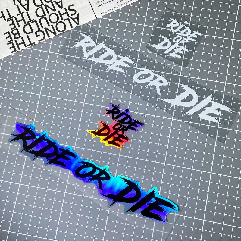 2PCS RIDE OR DIE Motorcycle Stickers Waterproof for Motorbike Helmet DIY Road Bicycle Top Tube Frame Self-adhesive Vinyl Decals