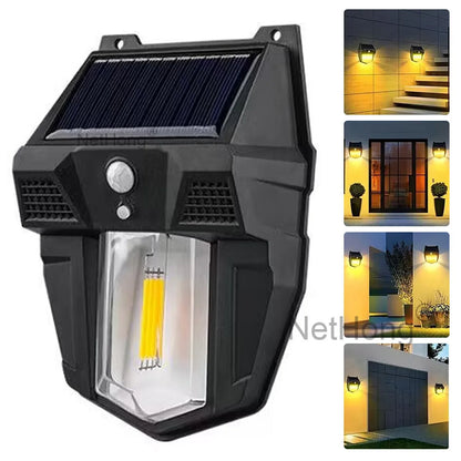 LED Solar Street Wall Light PIR Motion Sensor Security Outdoor Garden Lamp