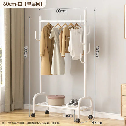Aesthetic Golden Clothes Rack Metal Balcony Nordic Wheels Clothes Rack Floor Bedroom Burro Ropa Perchero Hallway Furniture