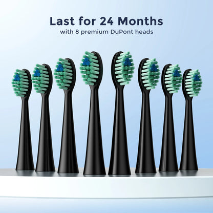 Sejoy Electric Toothbrush for Adults Rechargeable DY-156 Sonic Tooth Brushes 5 Modes IPX7 Waterproof with 8 Replacement Heads