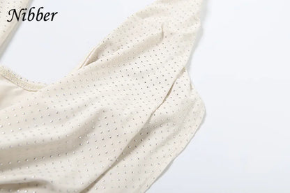 Nibber Glue Point Drills Solid Color Mini Dress Women Fashion Deep V-neck Strapless Dresses Female Trend Streetwear Clothing