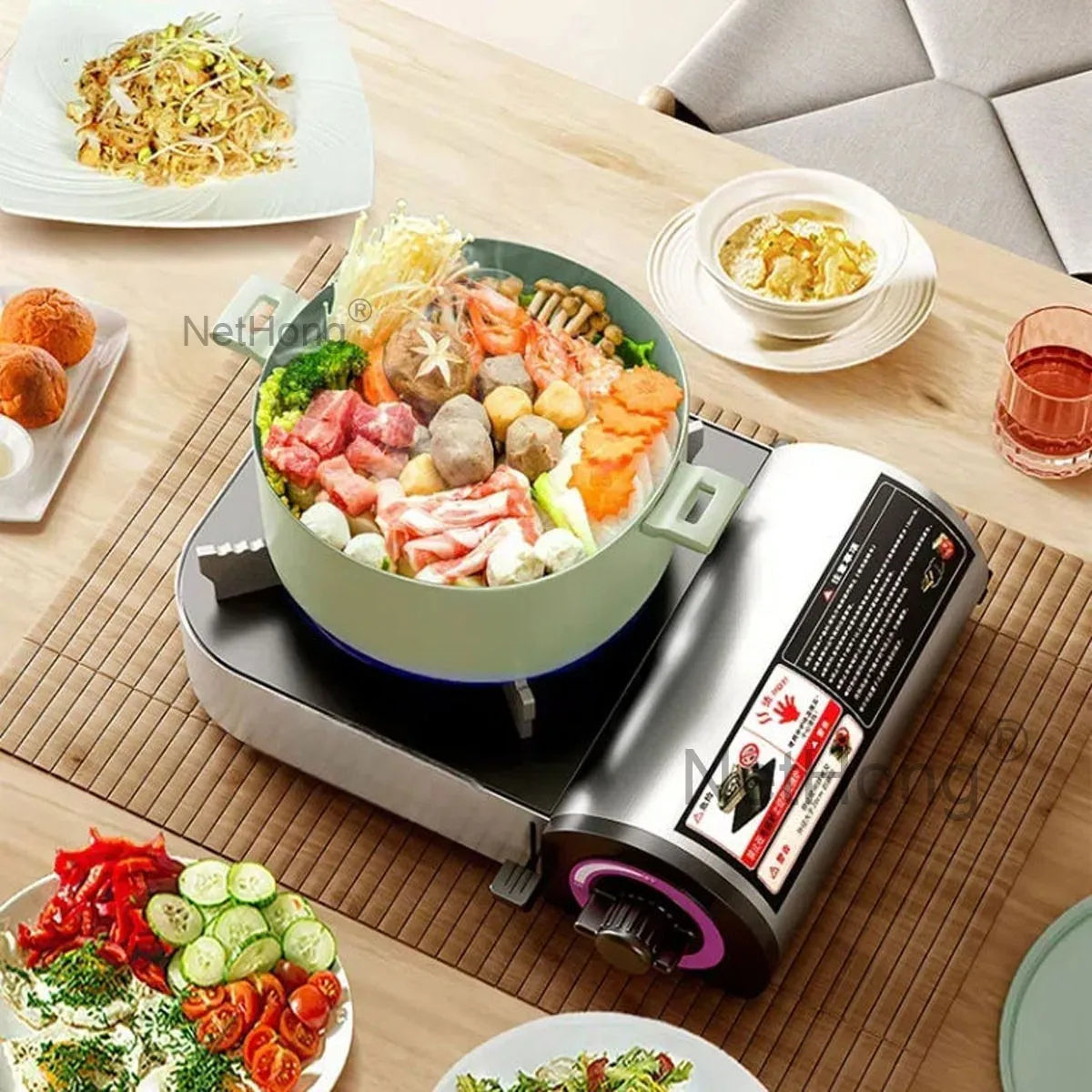 Safety Camping Gas Stove - Portable Single Burner with Auto Shut-Off, Windproof for BBQ Cooking & Outdoor Heating