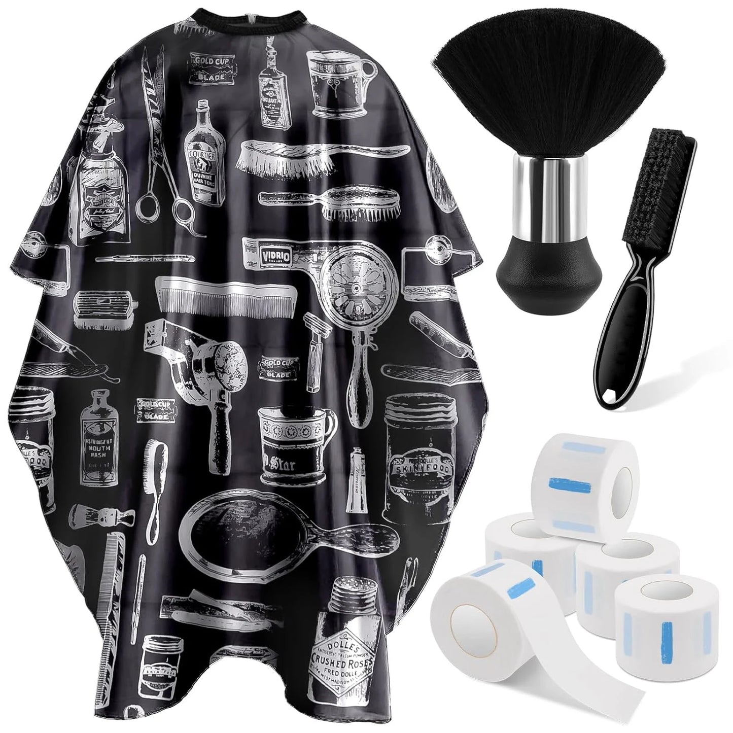 3/8pcsHair Cutting Barber Cape Set with Neck Duster Brush Barber Brush Professional Barber Accessories Salon Cleaning Supplies