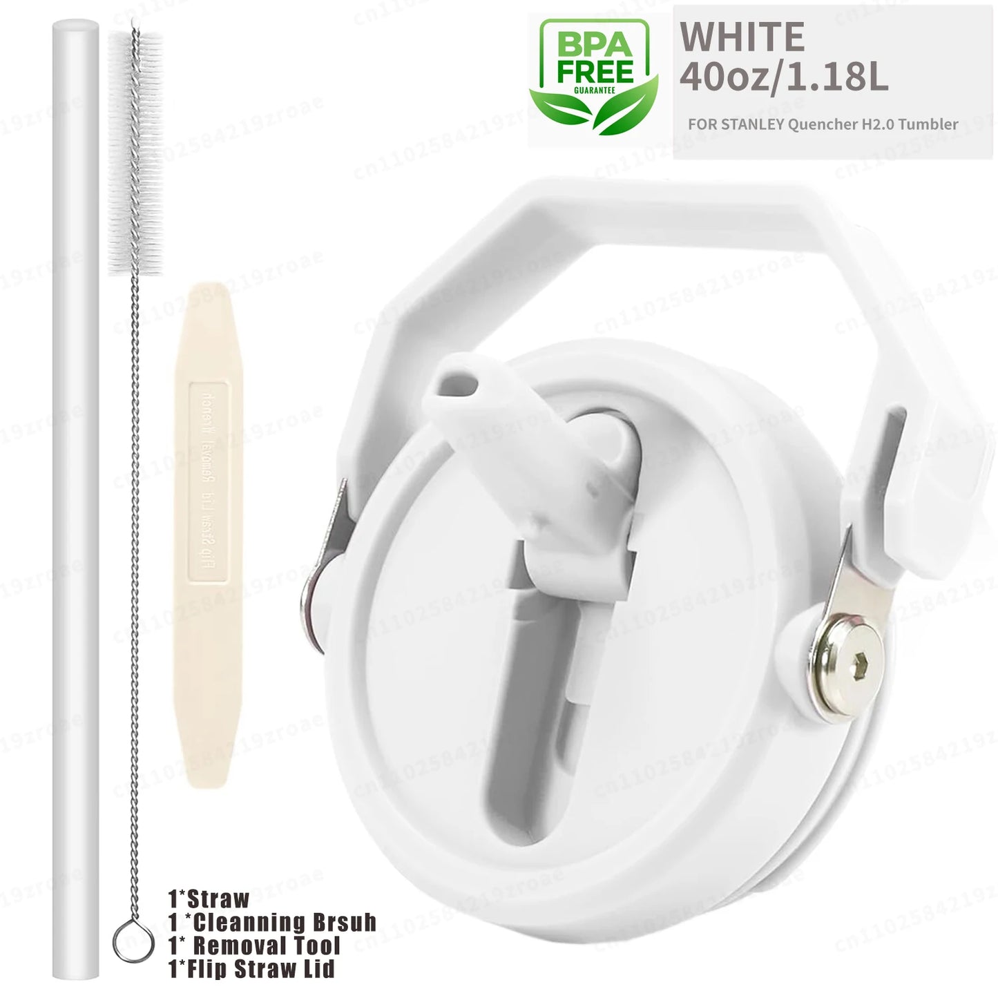Flip Straw Lid For 40oz Stanley Tumbler Leakproof Portable Handle Lid Exact Color Detachable Flip Straw With Brush&Removal Tool
