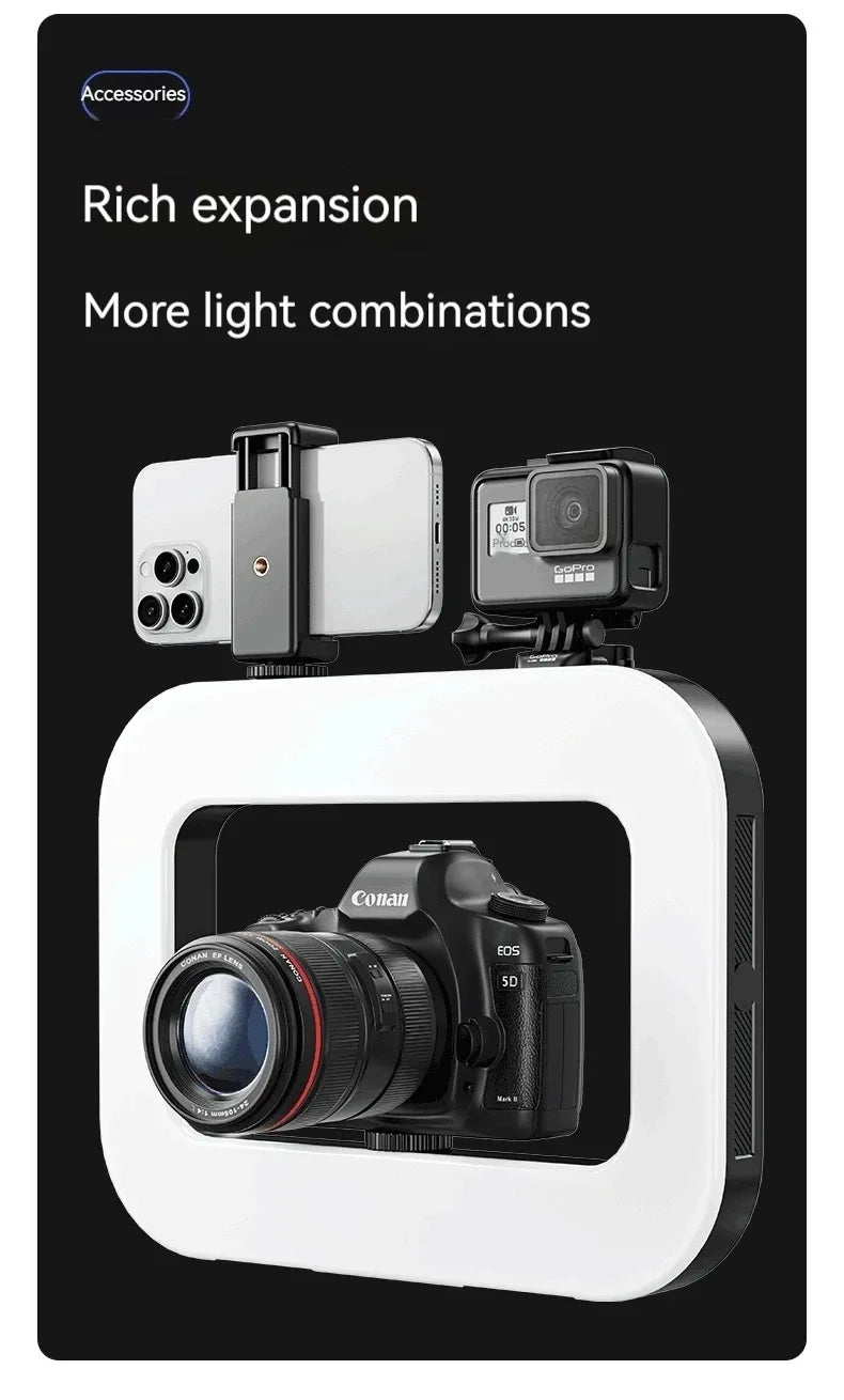 Smartphone Video Rig with Light Cell for Filmmaking Live YouTube Tiktok Video Recording Handheld Stabilizer Ring Light