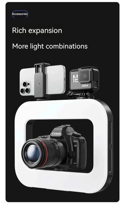 Smartphone Video Rig with Light Cell for Filmmaking Live YouTube Tiktok Video Recording Handheld Stabilizer Ring Light