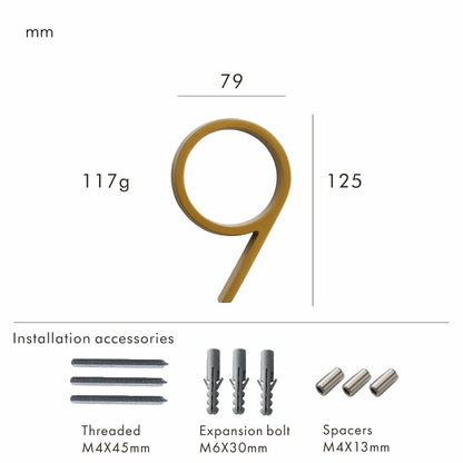 Nurlin 5 inchs 125mm Luxury Address Big House Numbers Modern Gold Black Silver Floating Signage Outdoor Digits Mailbox Sign