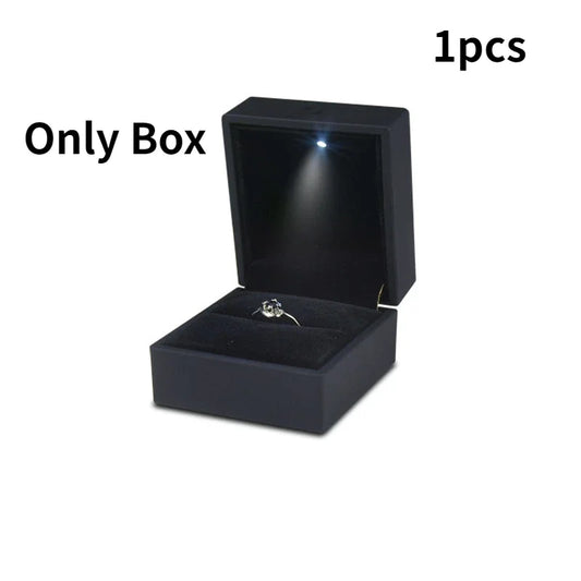 2024 Luxury Ring Box With LED Light Jewelry Diamond Ring Box for Engagement Wedding Birthday Valentine's Day Gift Box