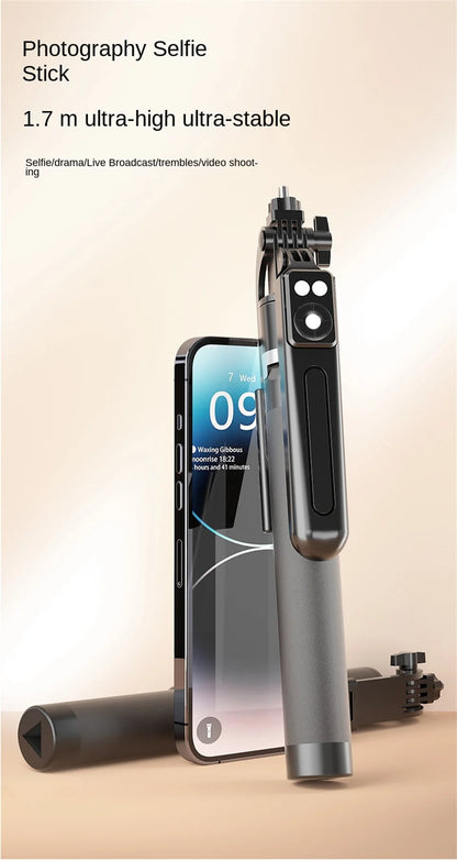 FANGTUOSI 1.7M 360 ° rotation Selfie Stick Wireless Tripod Stand with Light Bluetooth Remote Extendable phone holder for Tlktok