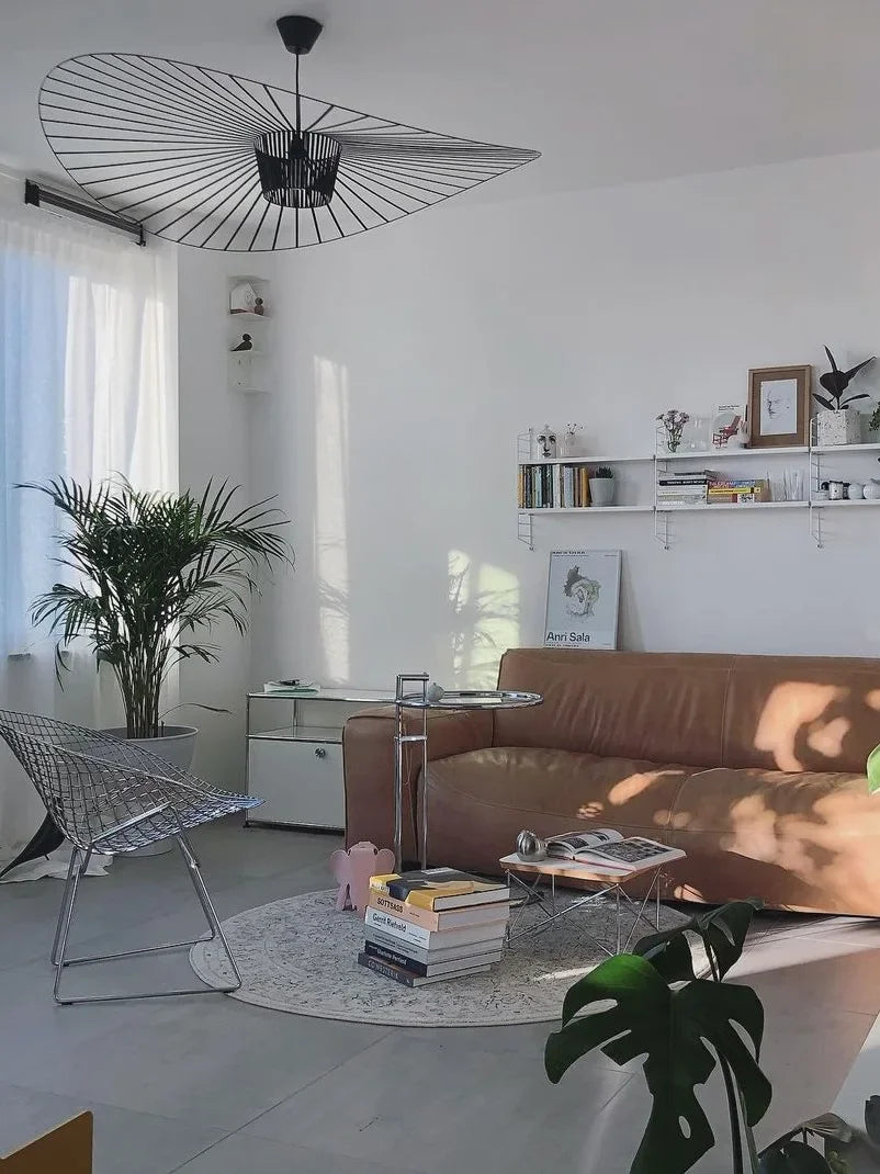 Italian Cross-border Nordic Straw Hat Lamp Fabric Restaurant Art Living Bedroom Designer Internet Celebrity Modern Simple Lamps
