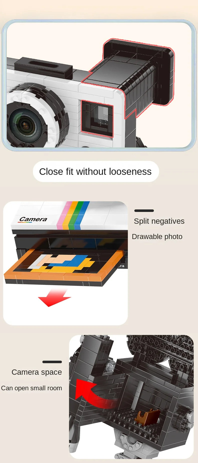 Vintage Model Mini Building Block 802pcs  Retro Camera Adults Collection Ornaments IDEAS Series Toys Girl Birthday Gifts