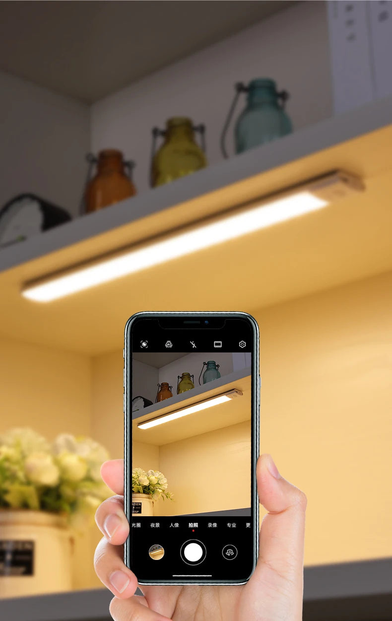 LED Bar Light Motion Sensor USB Rechargeable Led Night Light for Kitchen Wardrobe Cabinet Lighting 30cm/40cm/50cm Cabinet Light