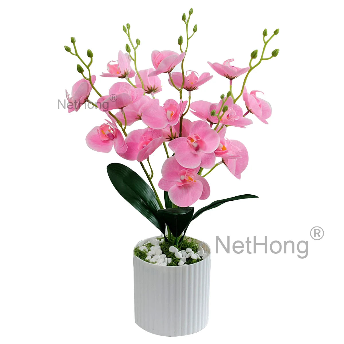 Artificial Flowers Potted 5-branched Phalaenopsis iron wire inside the branches