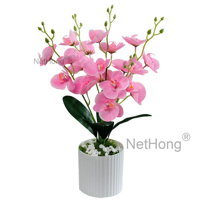 Artificial Flowers Potted 5-branched Phalaenopsis iron wire inside the branches