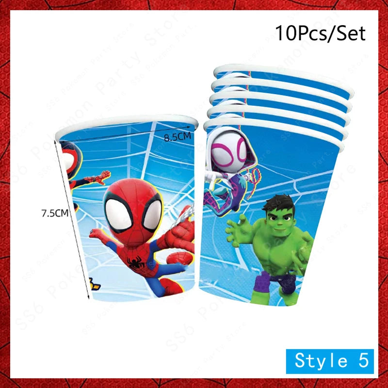 Spiderman Birthday Party Decorations Disposable Tableware Plate Cup Napkins Bags Spidey Party Birthday Decoration Supplies Set