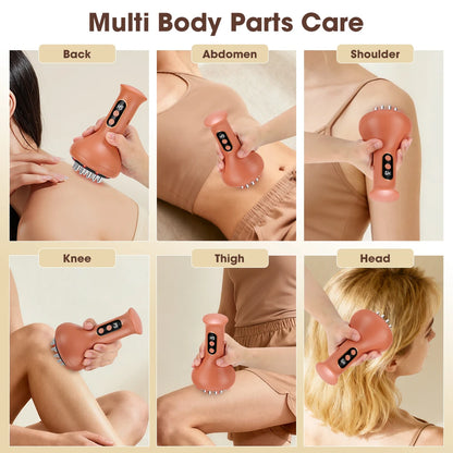 USB Rechargeable Abdominal Massager for Hot Compress and Adjustable Guasha Cupping Intensity Arm and Leg Massage Handheld