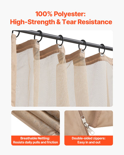 VEVOR Gazebo Netting Replacement Outdoor Garden Gazebo Ne 4-Panel Sidewall Mesh Gazebo Curtain with Double Zipper for Garden