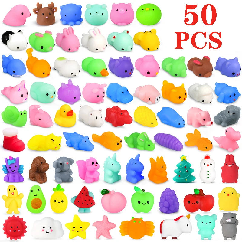 50PCS Mini Mochi Squishies Kawaii Cartoon Squishy Toys for Kids Stress Ball Squeeze Party Favors Stress Relief Toys for Birthday