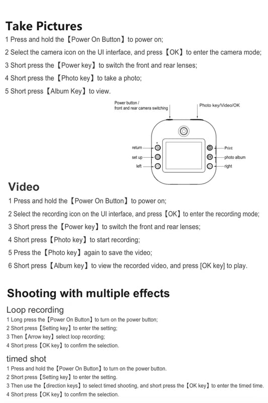Hot Selling M2 Children Instant Thermal Printing Camera Children Drawing Toy Birthday Christmas Gift