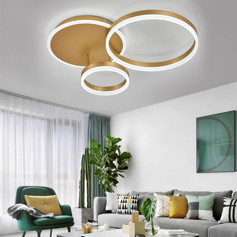 KOMORE Classic Golden Loops Energy Efficient LED Ceiling Light, Cool White / Stepless Dimming for Office, Living Room, Bedroom