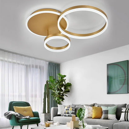 KOMORE Classic Golden Loops Energy Efficient LED Ceiling Light, Cool White / Stepless Dimming for Office, Living Room, Bedroom